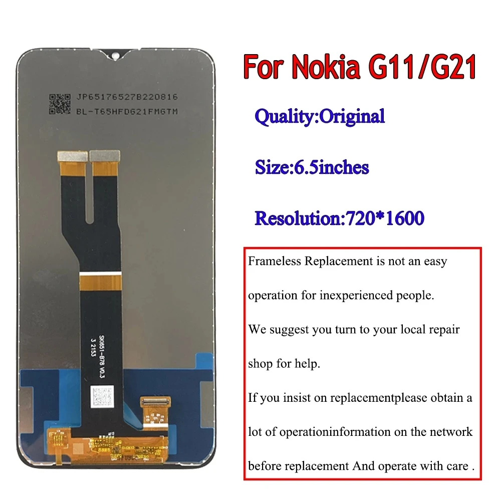 6.5\'\' Original For Nokia G11 LCD TA-1401 Display Touch Screen Digitizer Assembly For Nokia G21 LCD TA-1418 Replacement Screen