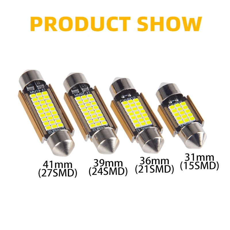 DAWNKNIGHT C5W 자동 LED 3014 LED 칩 전구 Canbus 슈퍼 화이트 오류 무료 5W 램프 인테리어 돔 독서 조명 31/36/39/41mm 12V