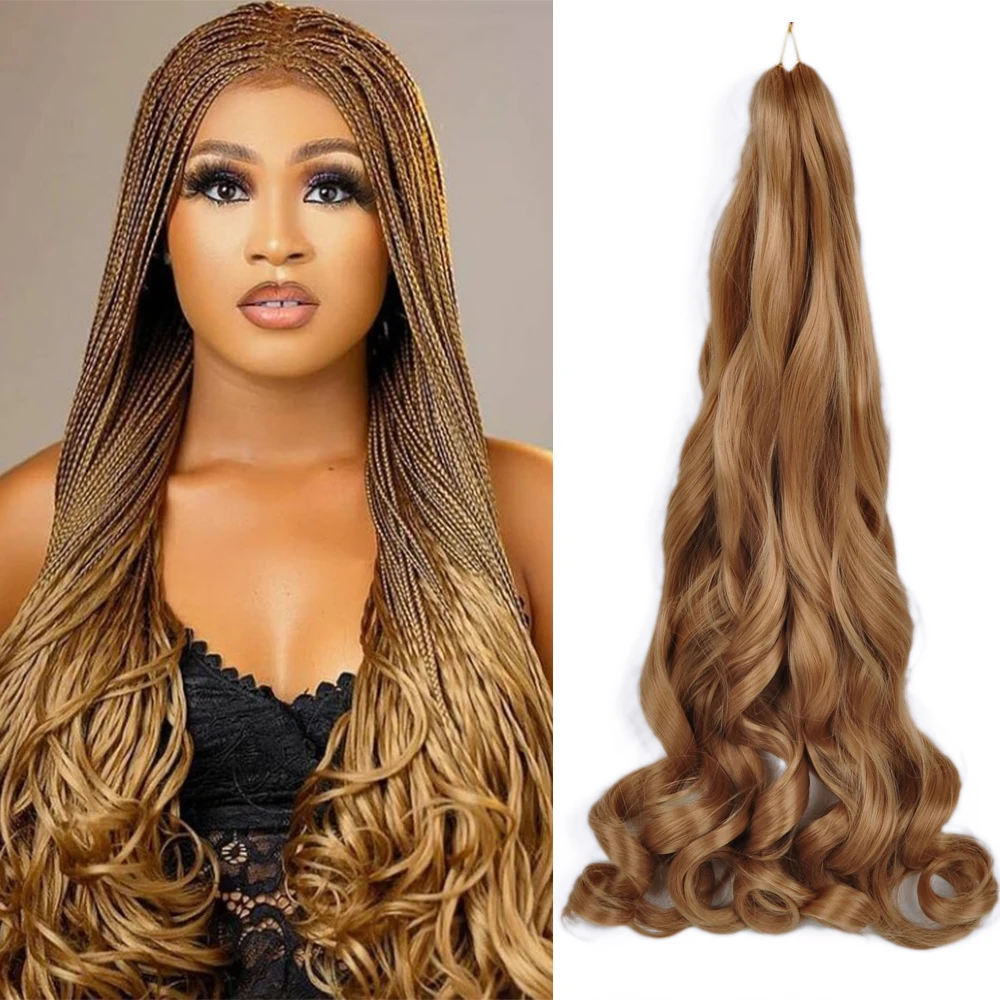 

French Curl Crochet Hair Synthetic Loose Wave Spiral Curls Braiding Hair Extensions Pre Stretched Hair Ombre Braids For Woman