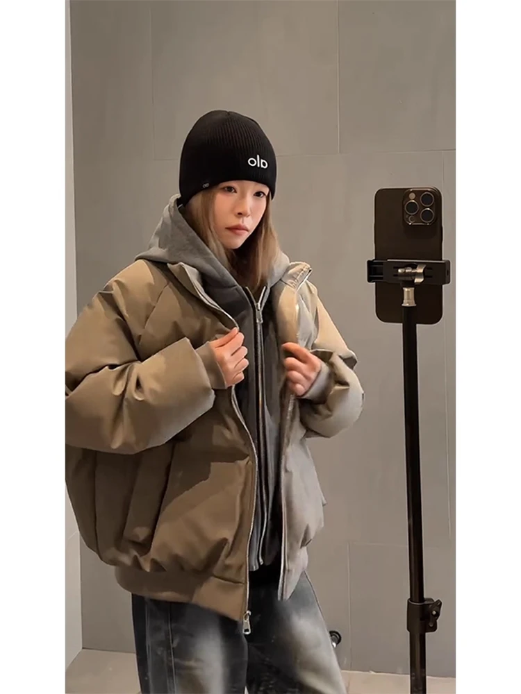 

Мужская зимняя утепленная куртка из искусственной кожи с капюшоном, на хлопковой подкладке, в байкерском стиле, с застежкой-молнией, Cleanfit