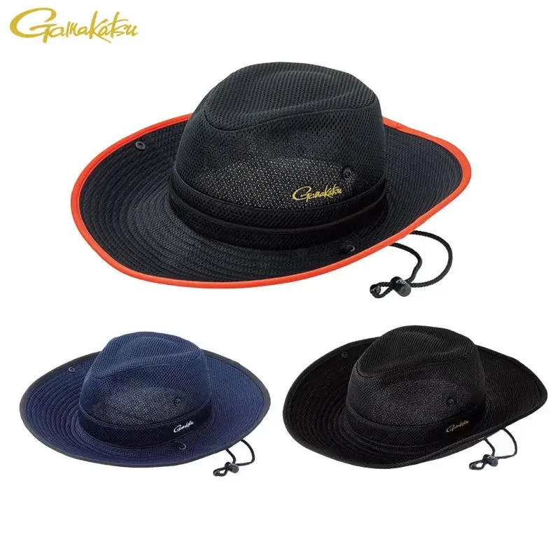 

Gamakatsu Fishing Cap Bucket Hat Summer UV Protection Fishing Hat with Adjustable Chin Strap Breathable Sunscreen Fisherman Hat