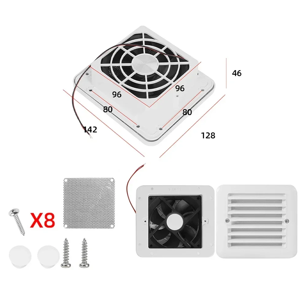 rv-換気扇-12v-サイド冷却排気ファン-防水-キャンピングカー用統合保護スクリーン付き-ホワイト