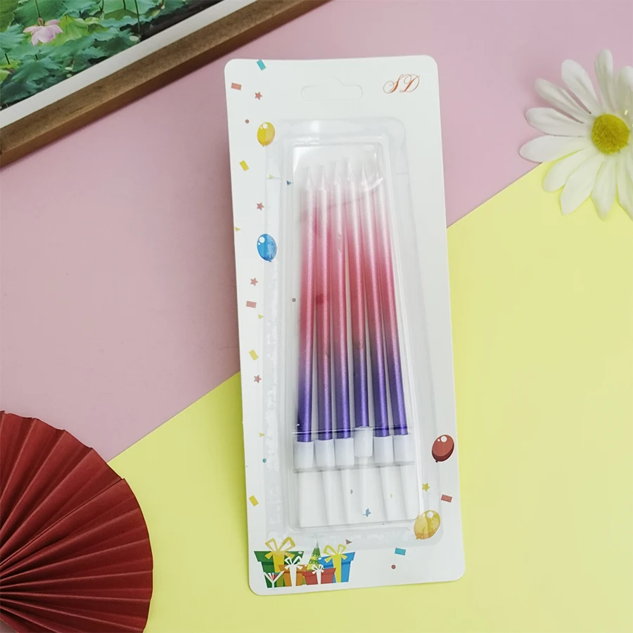 Bunte Farbverlaufsfaden Kuchen alles Gute zum Geburtstag Kerze Party Bleistift lange Kerze Kinder Prinzessin Festival Event Dekoration – Detail 7
