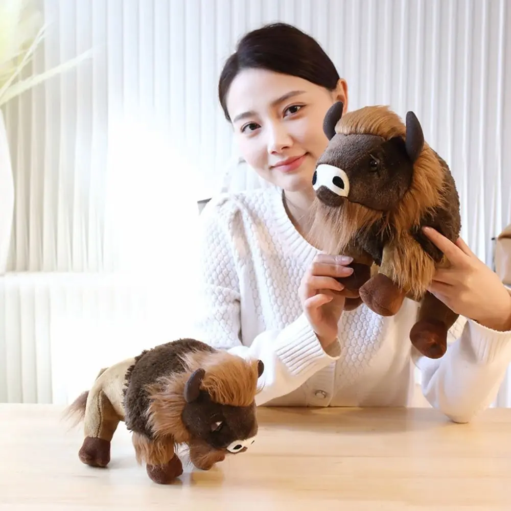 

Sleeping Pillow Long Mane Cattle Animal Plush Doll Horns ReaListic Bull Plush Toys Soft Fluffy Ox Stuffed Dolls Christmas