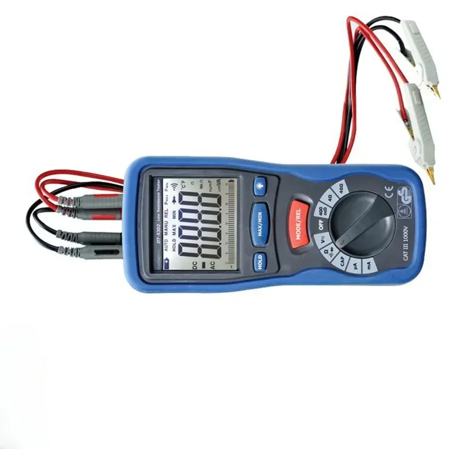 CEM DT-5302 Low Resistance Tester Professional Digital Grounding Resistance Tester Insulation Tester Four-Wire Milliohm Meter.