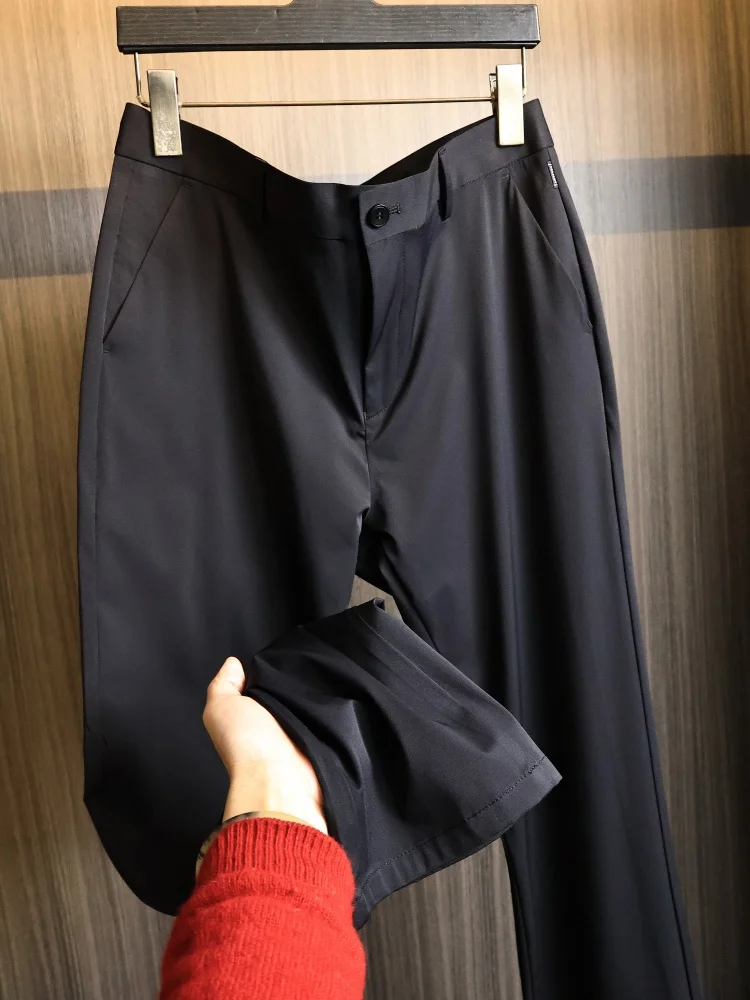 Cooling Sensation High Elasticity Men's Summer Business Casual Pants Straight Leg Commuter Versatile Comfortable Nylon Trousers