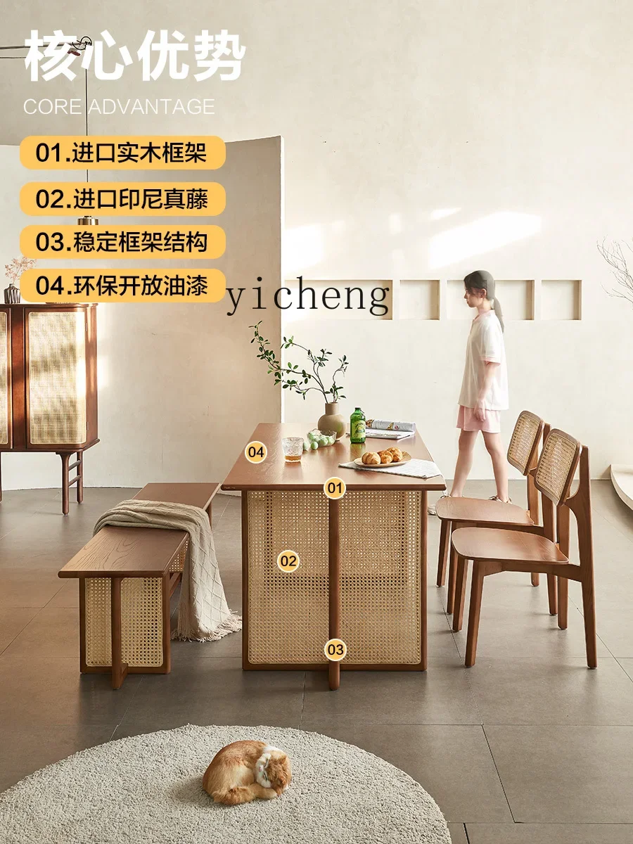 ZML طاولة طعام منزلية من الخشب الصلب وكرسي مجموعة طاولة طعام صغيرة من خشب الرماد #4