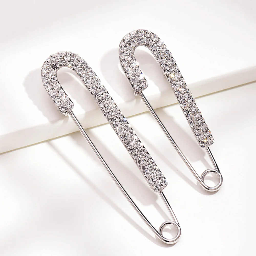 หรูหราโลหะ Pin ความปลอดภัย Pin Gold สี Silver Rhinestones เข็มกลัด Zircon กางเกงยีนส์ขนาดใหญ่หัวเข็มขัดกางเกงยีนส์