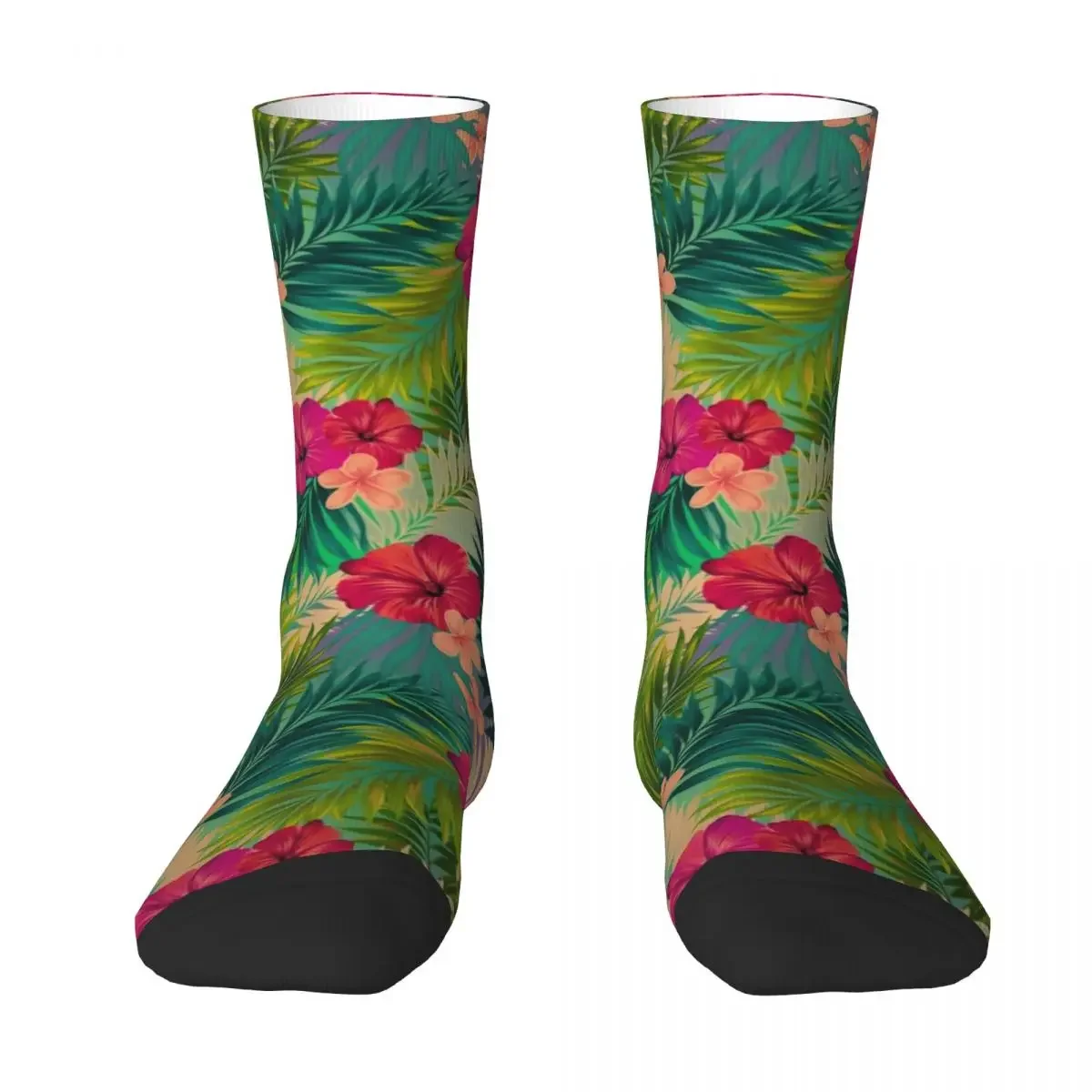 Sunset Beach Socks Autumn Tropical Floral Print Stockings Funny Female Breathable Socks Design Climbing Anti Sweat Socks