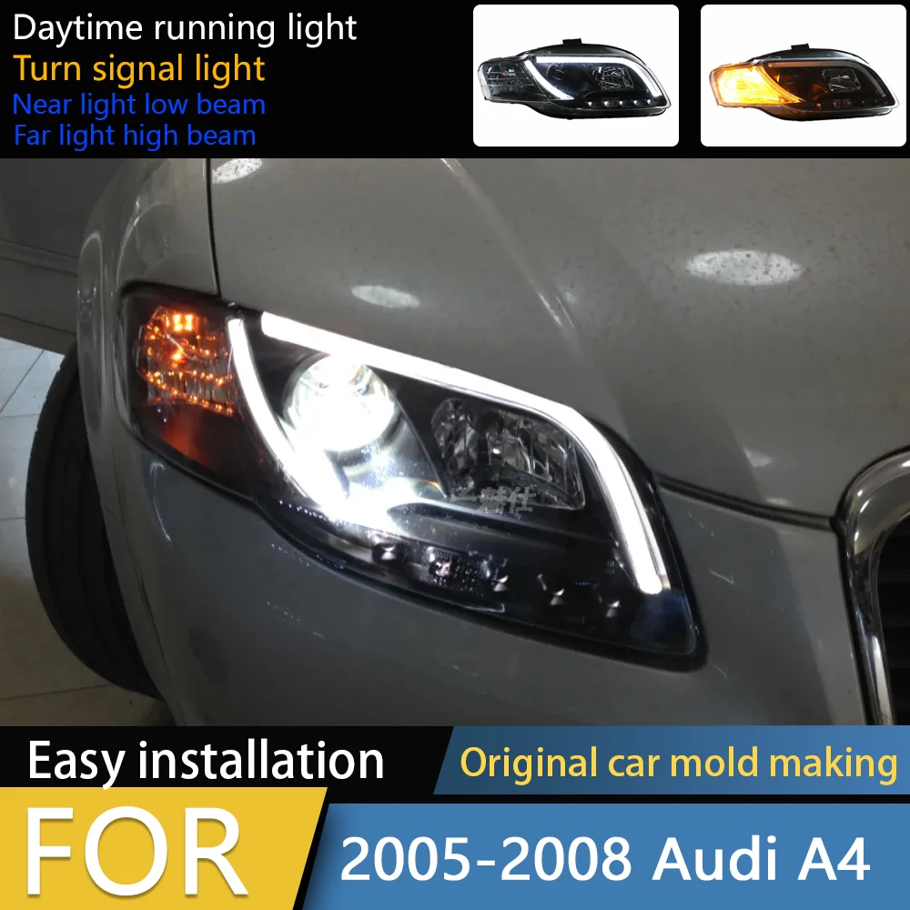 

Передняя фара для Audi A4 2005-2008 A4L B7 LED DRL Hid Head Lamp Angel Eye Bi Xenon Beam Автомобильные аксессуары в сборе