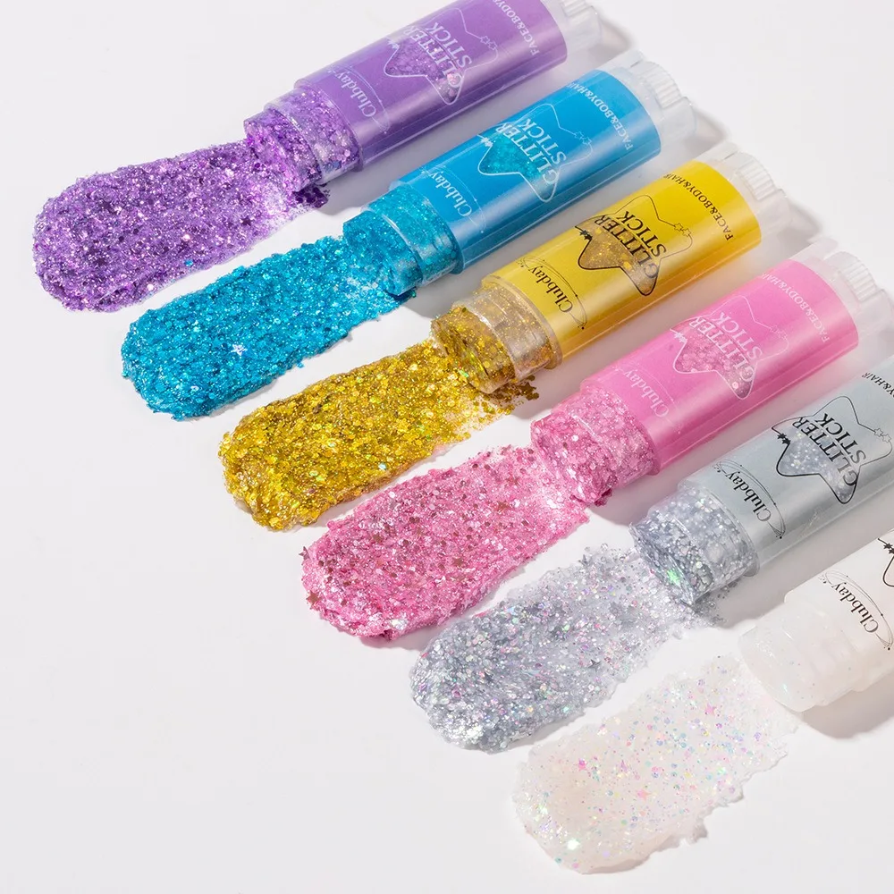 Körper-Glitzer-Gel-Stift Langanhaltender Gesichts- und Haar-Glitzer Pailletten Rosa Lidschatten Schimmer Highlighter Party Make-up Kosmetik – Detail 22
