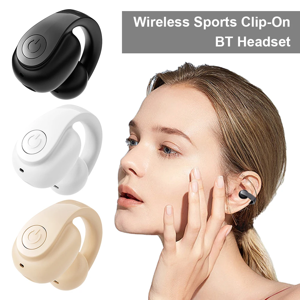 Wireless Ear Clip On Earphone Bluetooth-Compatible 5.4 Noise Canceling Sports Earphones Waterproof Clip On Headphone for Running