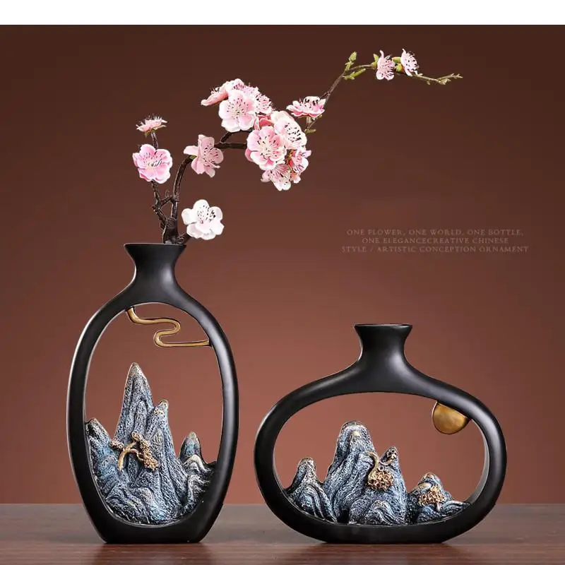 

NewChinese Style Decorative Vase Small Rockery Zen Study Office Living Room Partition Porch TV Wine Cabinet Decoration Feng Shui