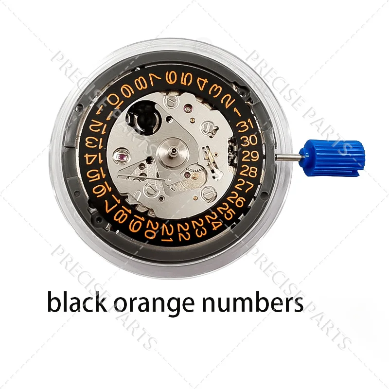 NH35 Automatic Mechanical Movement black orange numbers date wheel High Accuracy 24 Jewels Watch Replacement Date at 3_00