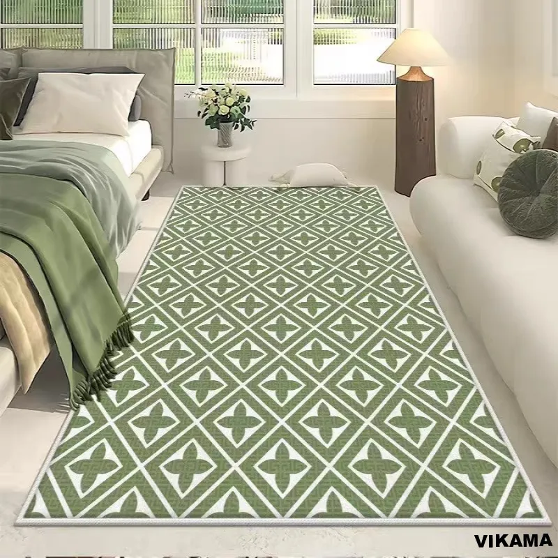 Floor mat modern style living room carpet bedroom bed carpet lines simple cushion crystal velvet material