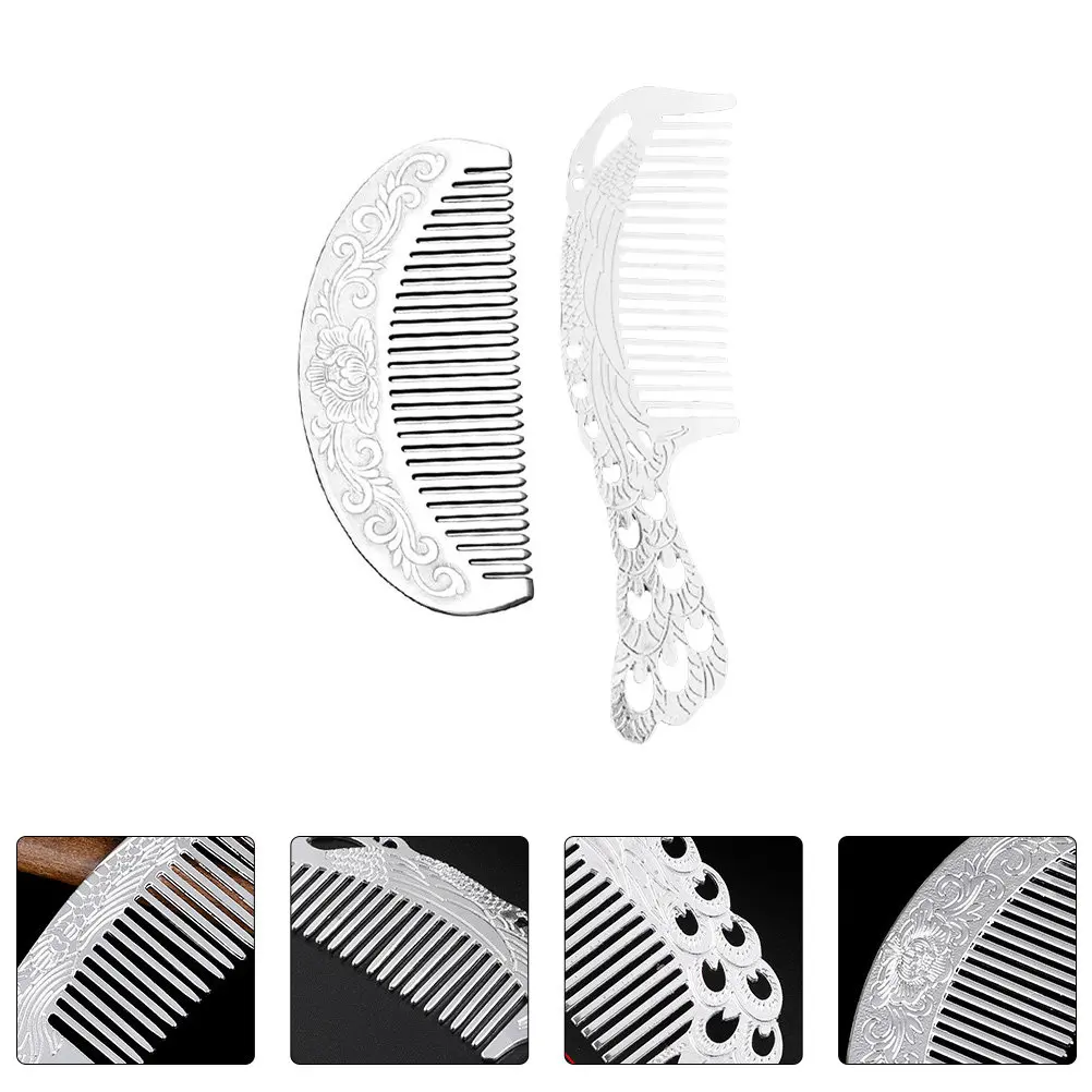 2 pcs Hair Comb Scalp Styling Massage Halloween Christmas New Year Detangling Hair Comb Hair Comb Sets Detangling Comb Silver