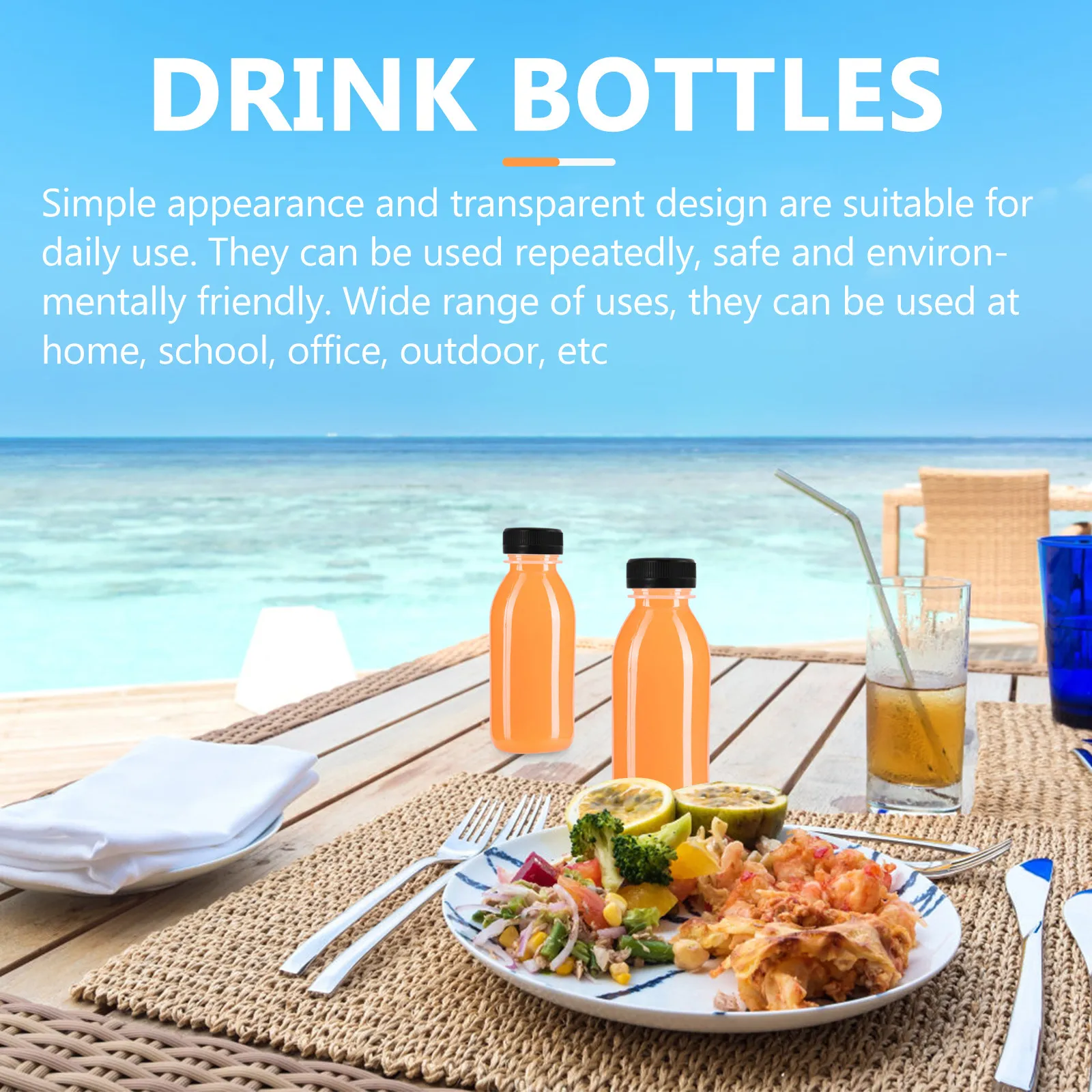 

Пустые бутылки для напитков, 10 шт., 300 мл, прозрачные контейнеры из ПЭ для сока, молока, смузи, портативные, герметичные, для хранения