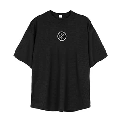 Oversized Loose Fit Summer Mens Fashion Breathable Printed Mesh Quick-drying Workout Tshirt Large Size