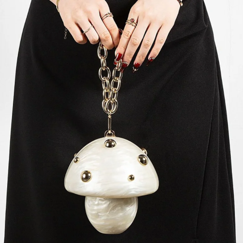

Creative Mushroom Shape Bag Women Clutch Acrylic Designer Wedding Wallet Fashion Handheld Bridal Party Accessory Bag Evening Bag