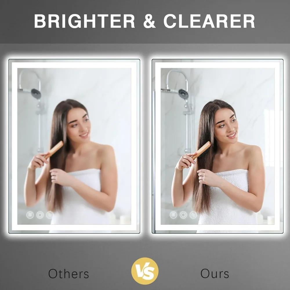 Bathroom Mirror with Led Lights for Wall, 20 X 28in Smart Mirror Bathroom, Front and Backlit Wall Mirrors, Dimmable , IP54