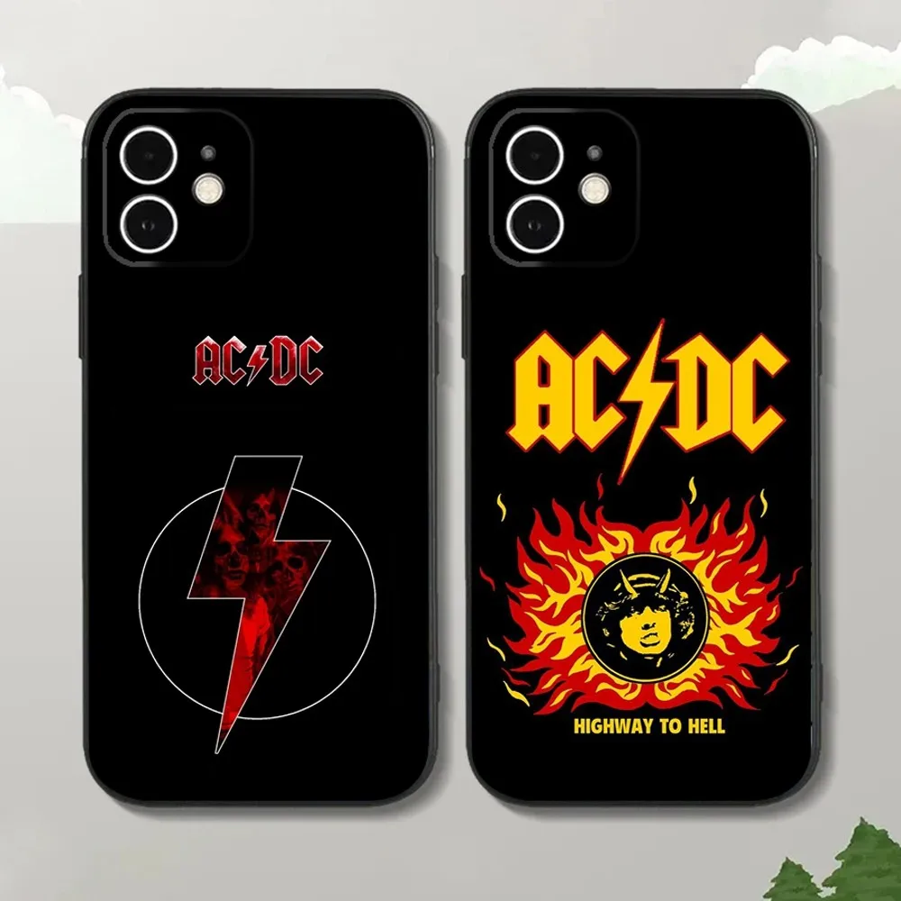 Music Band-A-ACDC-S Phone Case For iPhone15,14,13,12 Mini 11 Pro XR,X,XS,MAX 7,8 Plus Silicone Cover Soft Black