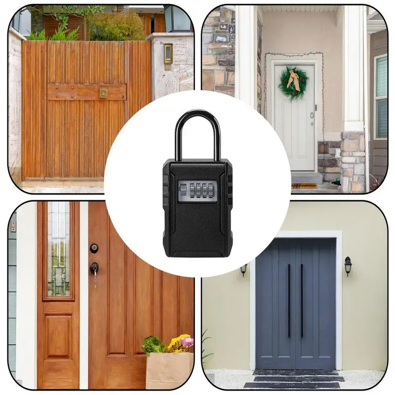 Combination Lock Box Key Security Lockbox With 4 Digit 12x8.9cm/4.72x3.5 Inches Removable Combination Wall Mount Lock Box Safe