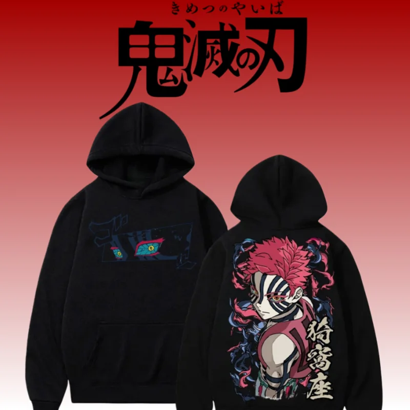 

Harajuku Japanese Anime Demon Killer 2025 Autumn Winter Men's Women's Sportswear Retro Akaza Pattern Pure Cotton Pullover