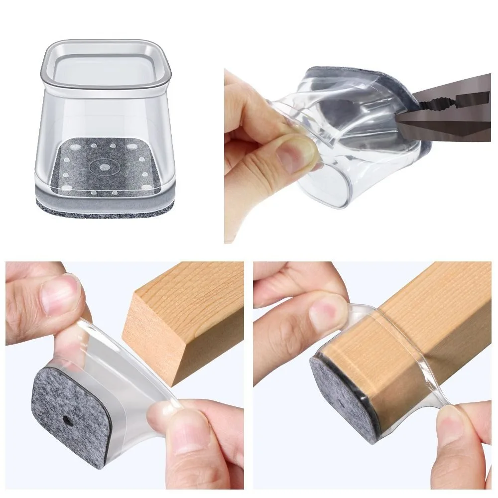 

Silicone Chair Leg Felt Covers New Reduce Noise Square Furniture Pads Non-slip Sofa Floor Protector