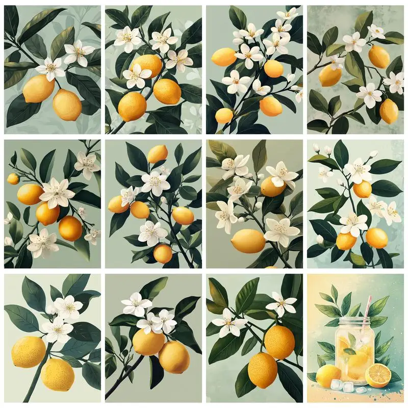 

PhotoCustom Painting By Numbers For Adults Branch Fruit Diy Acrylic Coloring By Numbers Decoration Home