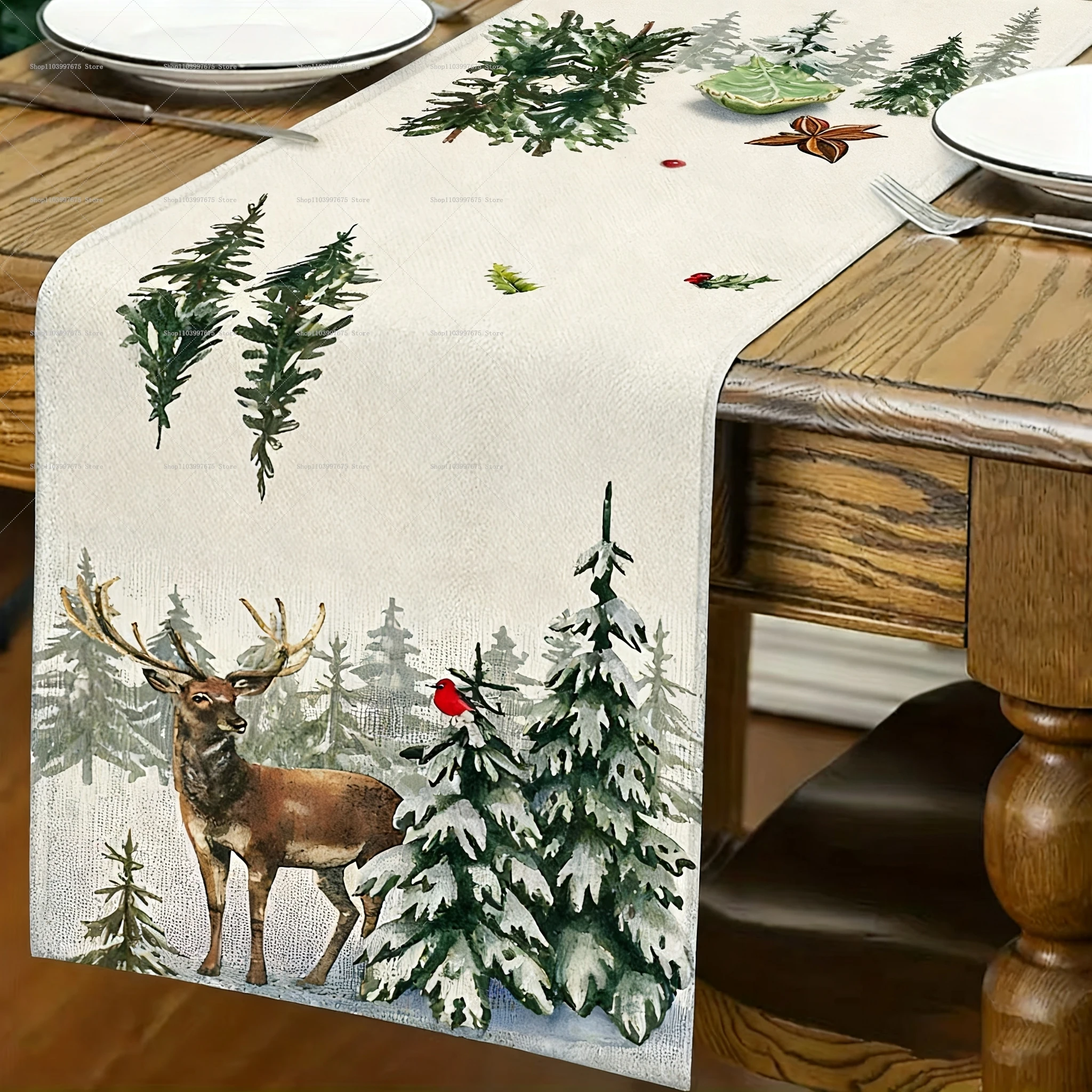 1 قطعة 2D عيد الميلاد الجدول العلم جو احتفالي المنزل عيد الميلاد ديكور حفلات داخلي ديكور مطبخ الجدول عداء للاحتفالات عطلة #4