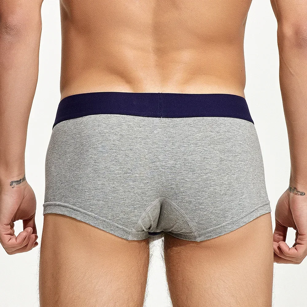 Cotton Bulge Boxy Underwear for Men Sexy Breathable Comfy Sweat Absorp Sports Boxer Shorts Youth Low Waist U Convex Pouch Trunks