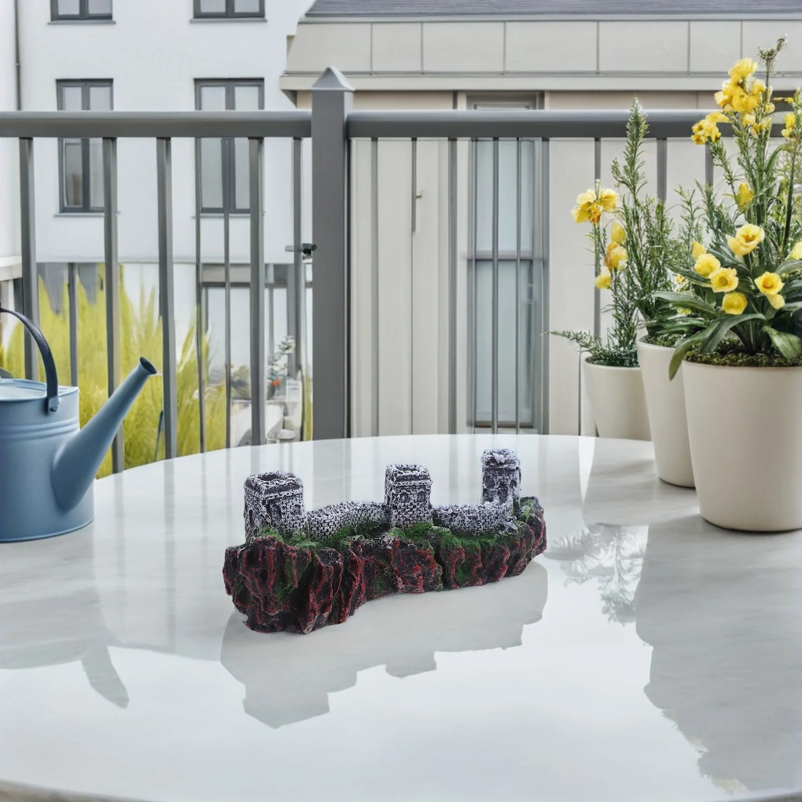 

Mini Chinese Architecture Resin Great Wall Sculpture Weather Resistant Garden Bonsai Indoor Outdoor Decoration Ornament