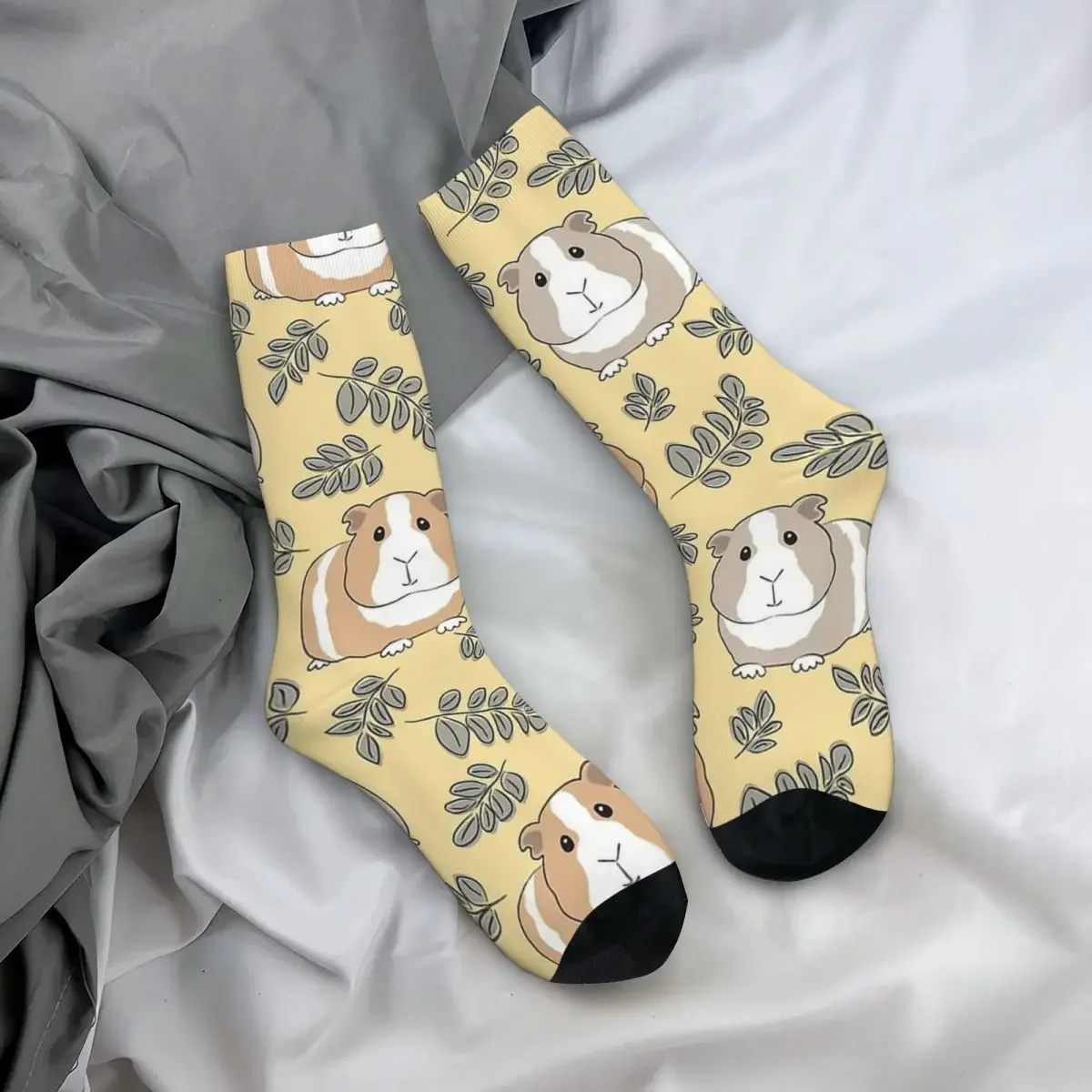 Calcetines Vintage Guinea On Yellow para hombre, capibara, Unisex, patrón de Hip Hop, estampado, calcetín Happy Crew, regalo