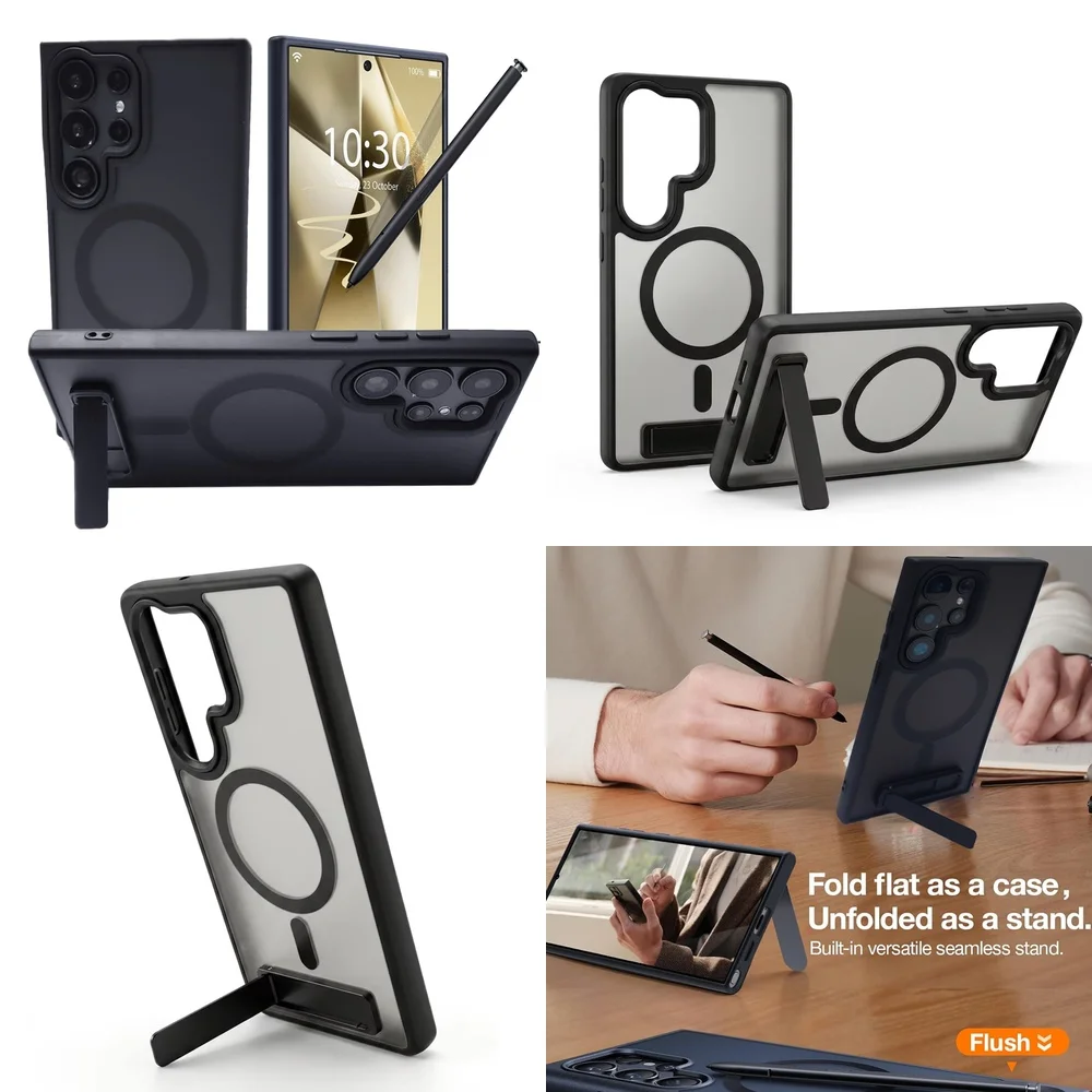 Business Matte New Arrival Stand Magnetic Case for Samsung Galaxy S25 Ultra S26 S22 S23 S24 Business Premium Protective Cover