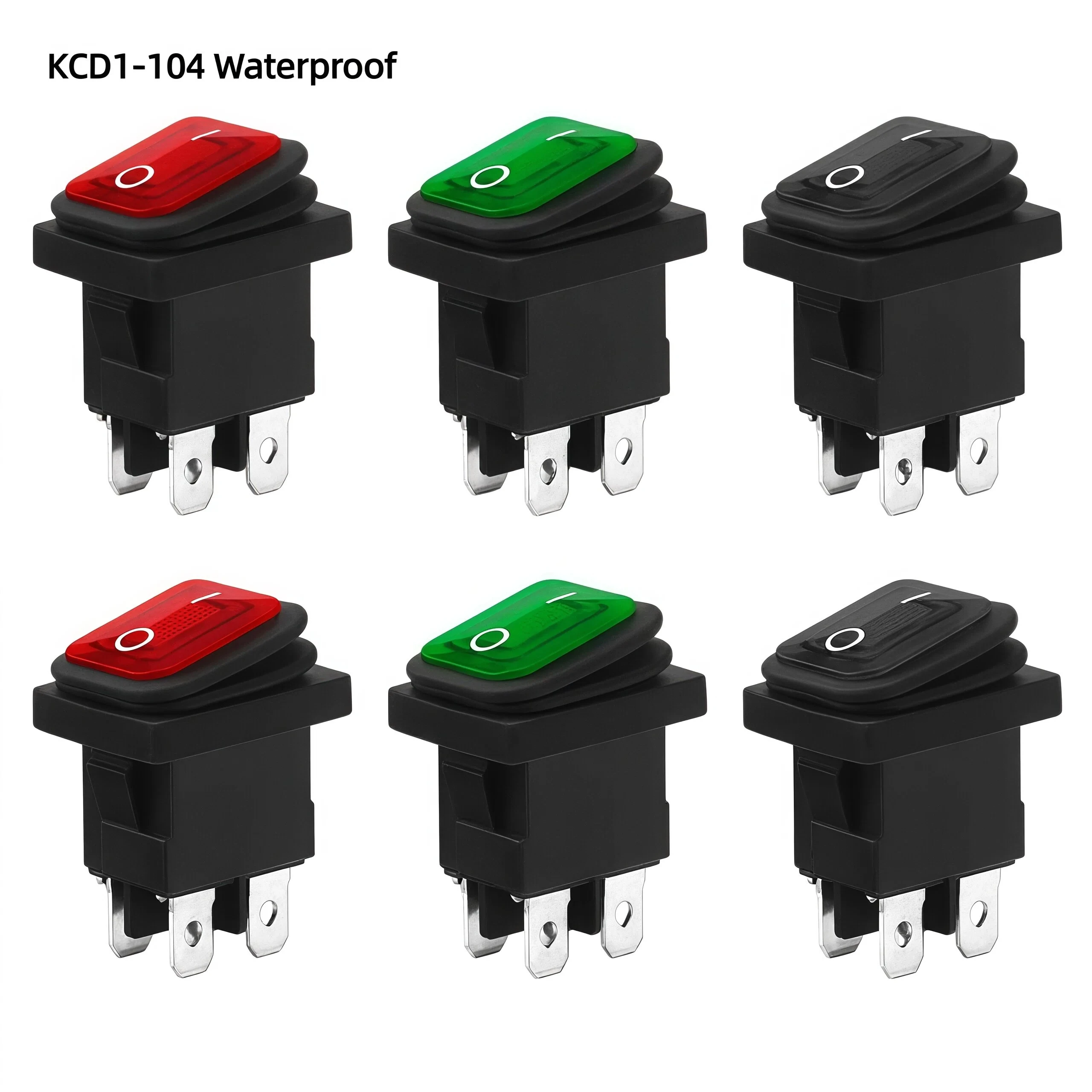 KCD1 4-Pin مستطيلة الروك مقاوم للماء الروك التبديل عالية الحالي 6A الطاقة الروك التبديل مع IP65 220 فولت الضوء الأحمر والأخضر