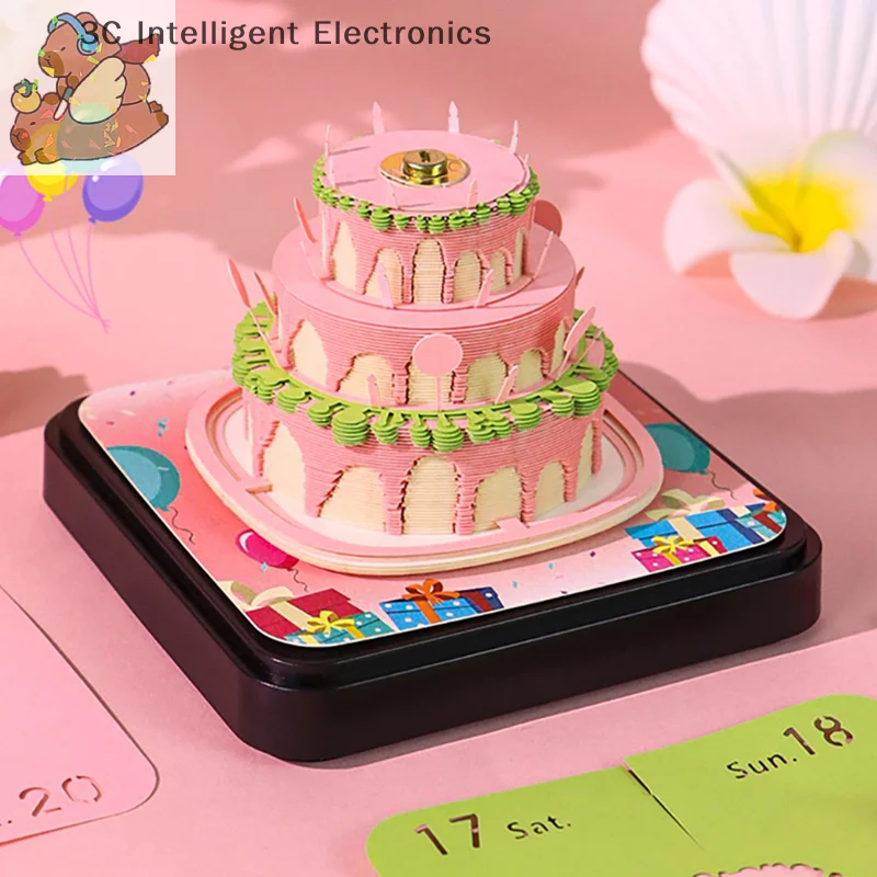 

Unique 2026 LED Desk Calendar Timepiece with 3D Paper Art, Tear-off Memo Pad Christmas Present