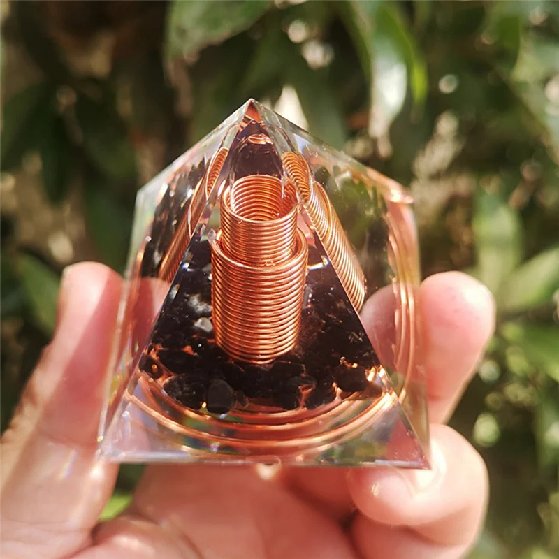 6cm Crystal Gravel Spiral Pyramid Spiral Coil Pyramid Handmade Home Furnishing Crafts Spiral Copper Wire