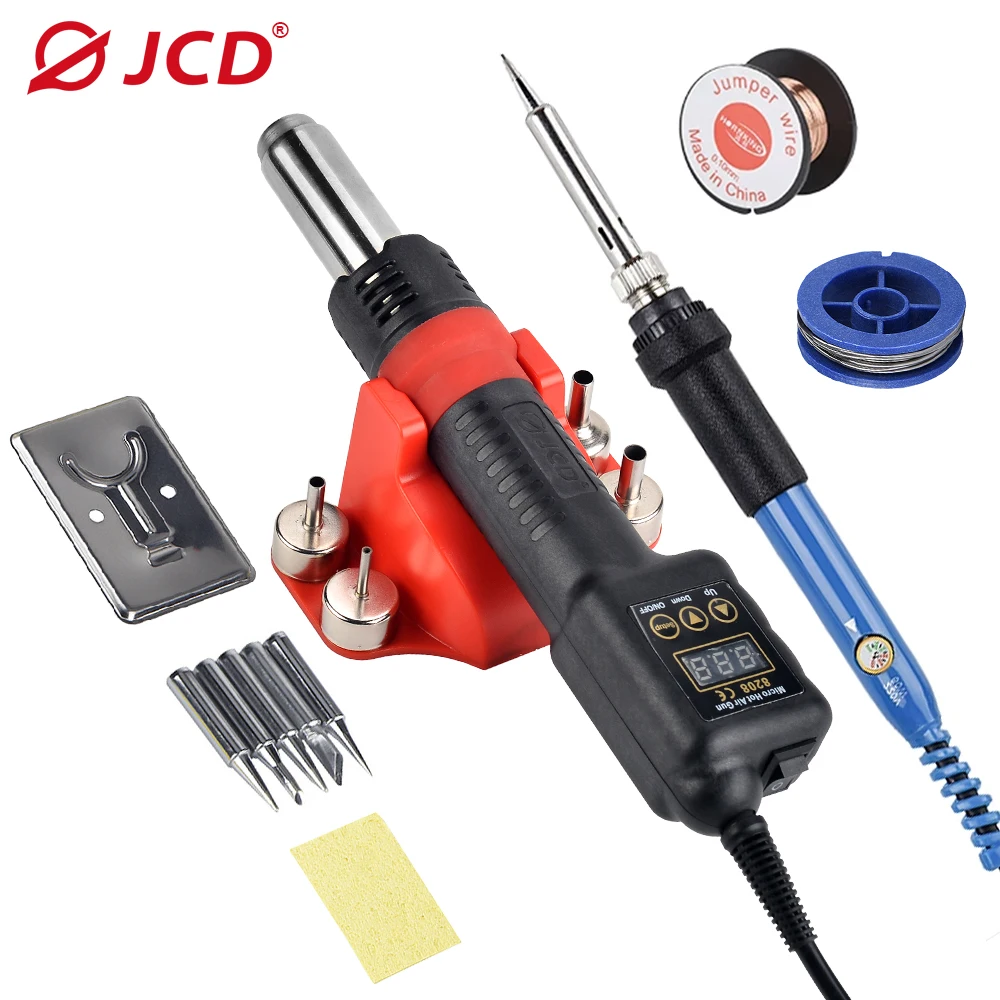 Jcd Micro Heteluchtpistool C/F Temp Aangepast 8208 750W Soldeerlasstation Lcd Digitaal Warmtepistool Bga Ic Soldeergereedschap