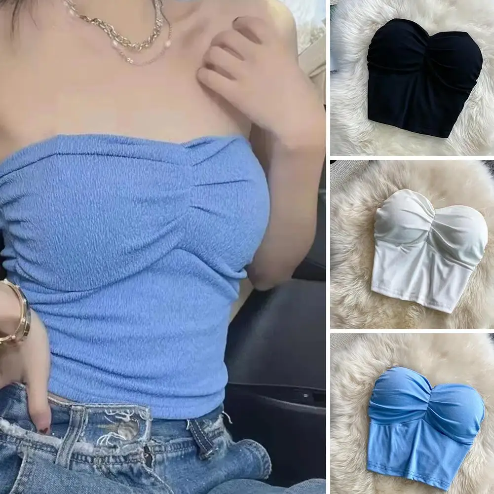 Y 2K Spice Meisjes Panty Met Borst Pad In Zoete Top Stijl Mode Strapless Tij Girl T-Shirt Zomer Slanke Vrouwen Street S X7g7