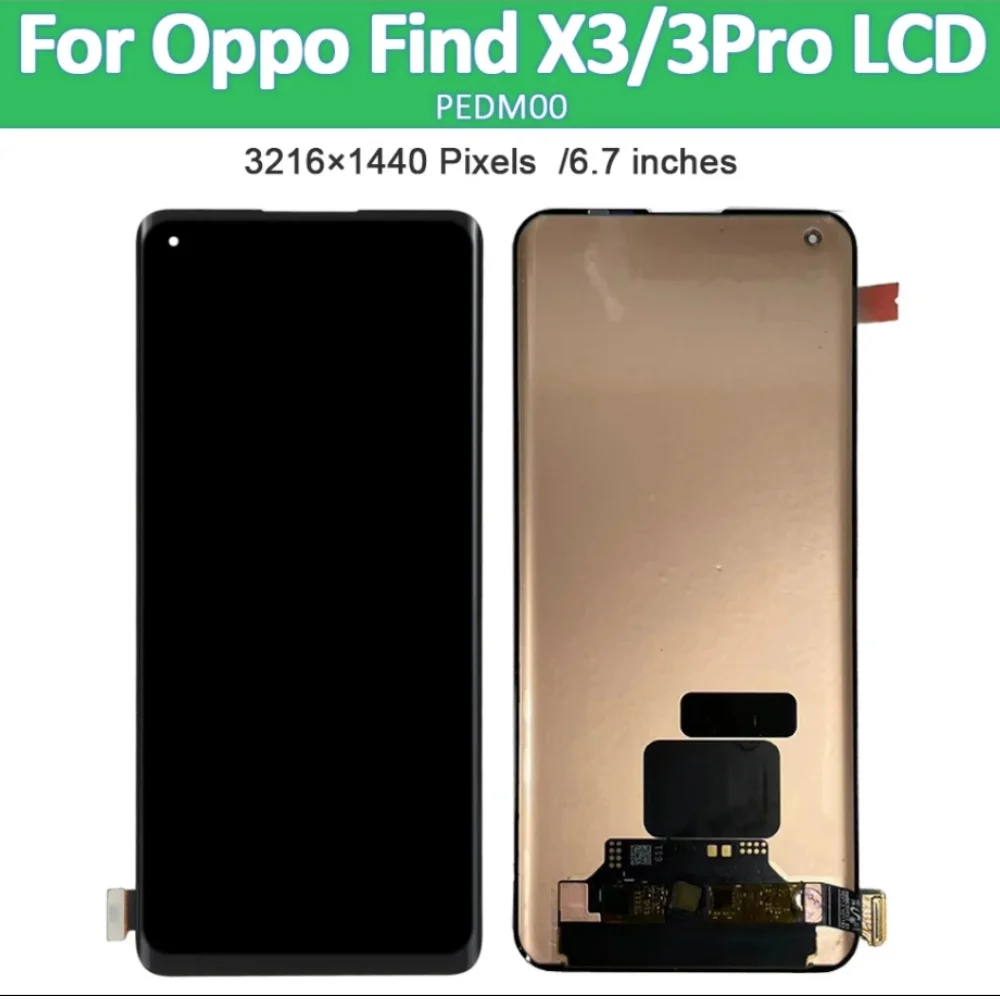 AMOLED 6.7 inch For Oppo Find X3 PEDM00 LCD Display With Frame X3 Pro PEEM00 CPH2173 LCD Touch Screen Panel Digitizer Assembly