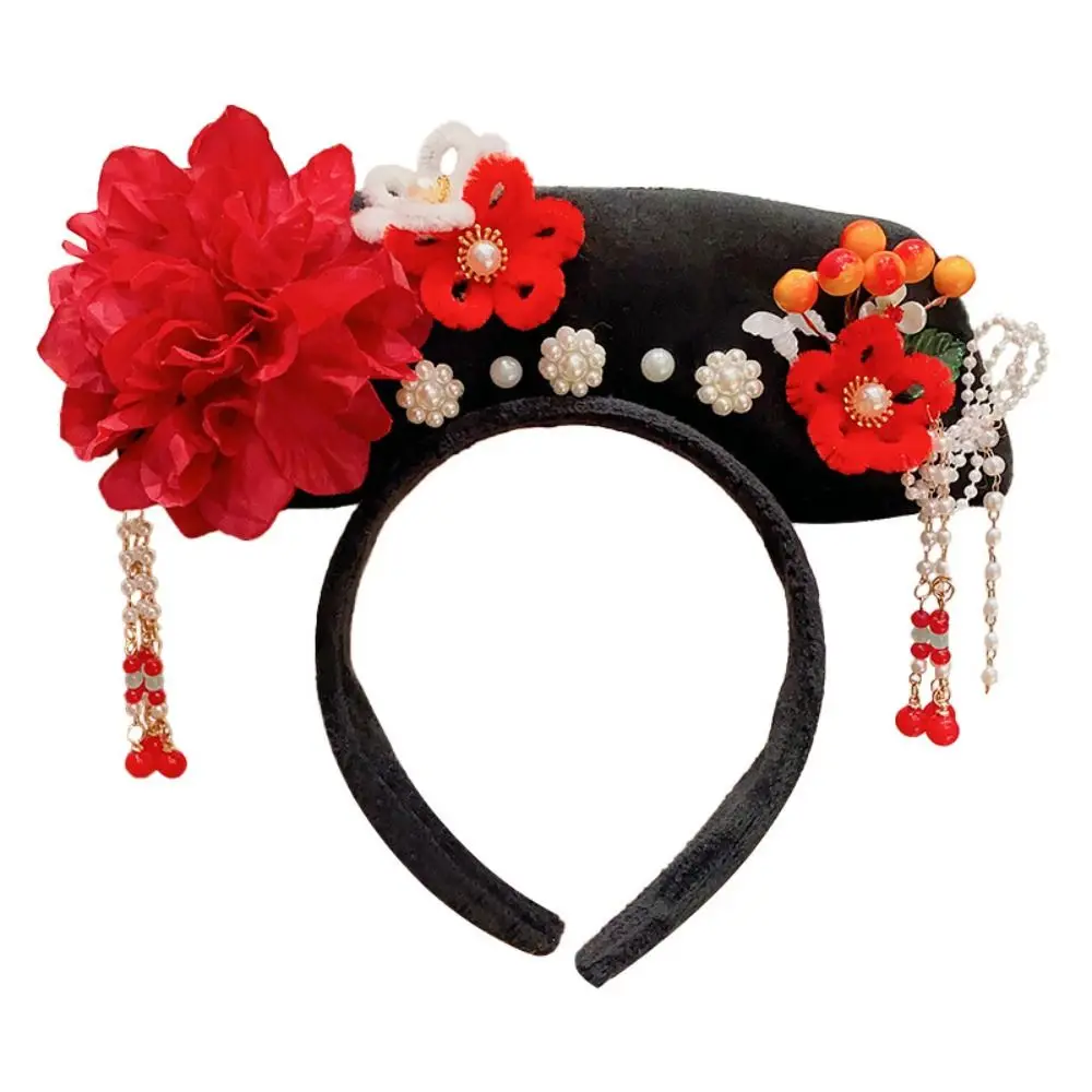 

Flower Chinese Style Headwear Bow Pearl Ancient Style Headband Face Wash Hair Band Antique Headband Hanfu Hair Clip Children