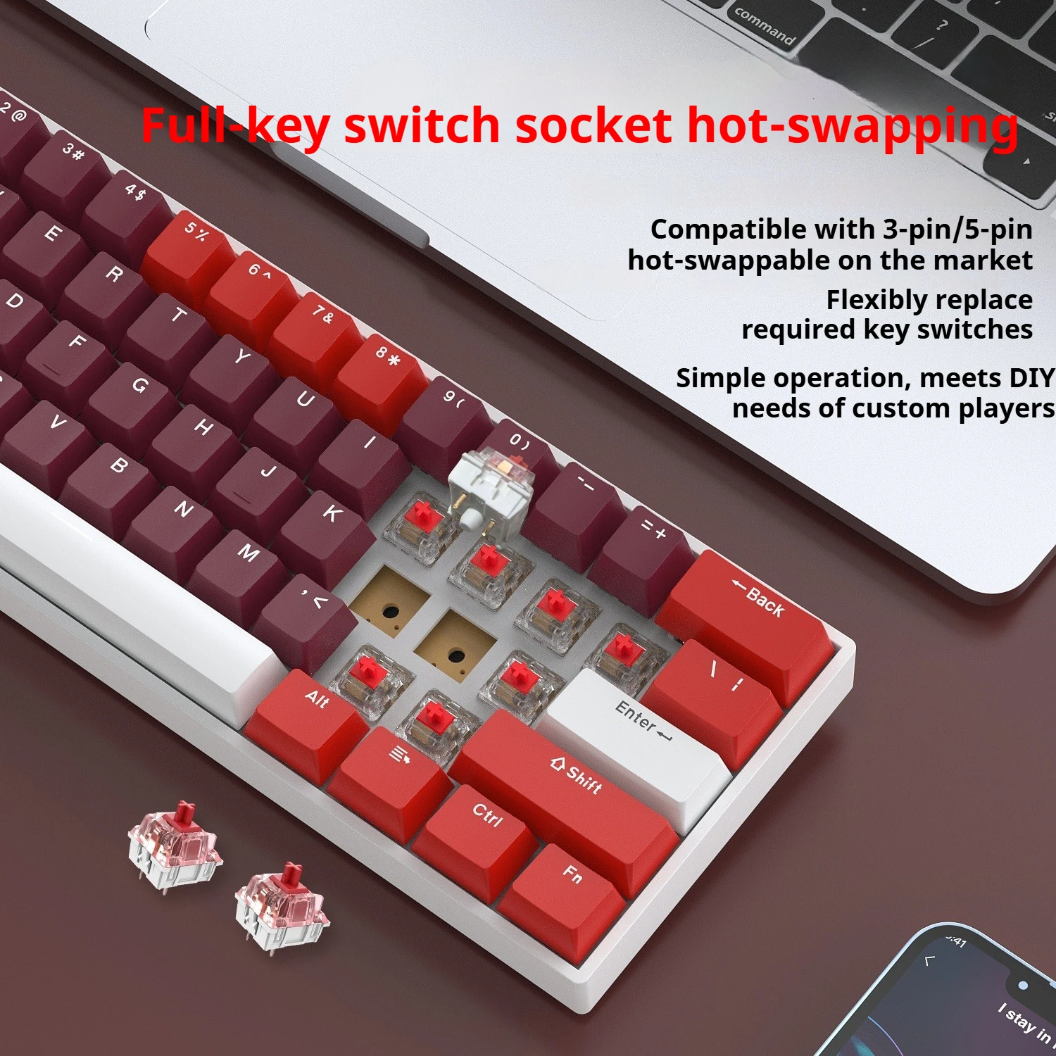 K33 clavier mécanique 2.4G sans fil/Bluetooth/filaire 61 touches 70% disposition 0.01mm prise chaude PCB RGB jeu clavier personnalisé