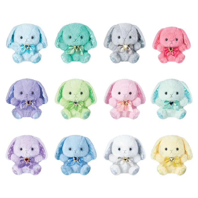 YELLOriginal Anime Gashapon Figure Cute Dec Rabbit Heart-shaped Gemstone Bow Doll Plush Keychain Kawaii Capsule Toys Gift