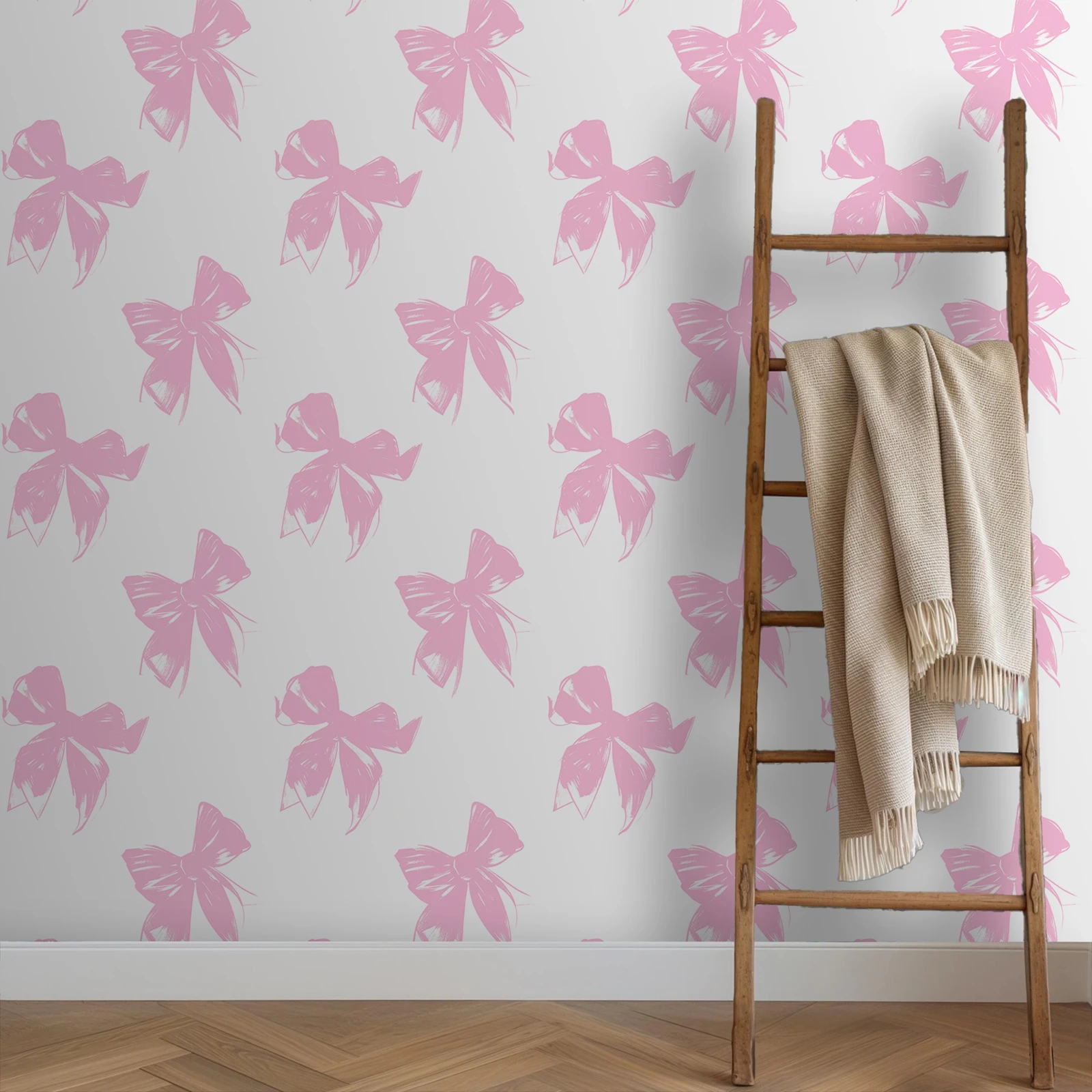 

Обои для спальни девочки на стену, очаровательное украшение с розовым бантом для спальни, игривые обои для детской комнаты, отслаивающие и наклейте