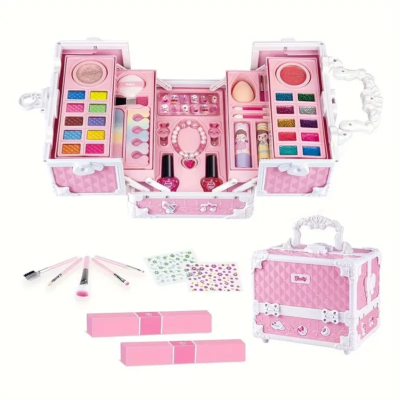 Juego de maquillaje para niños, caja del Tesoro, caja de mano, esmalte de uñas, juguetes lavables para niñas