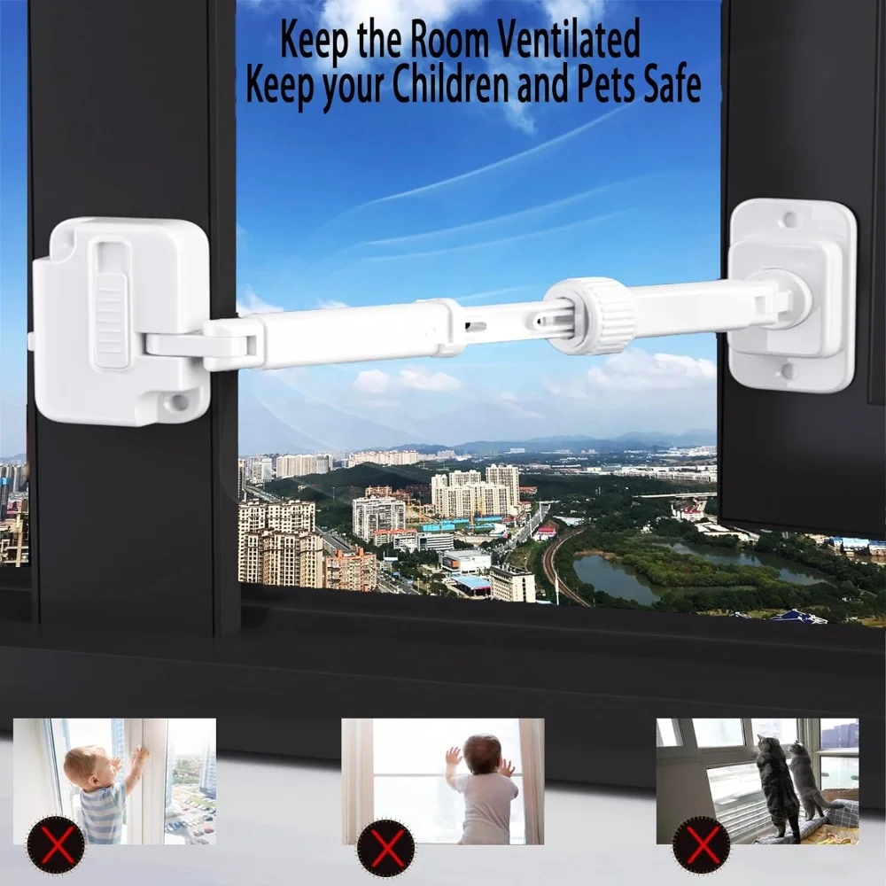 Perforation-free Window Limiter ABS Adjustable Self Adhesive Falling Prevention Anti-theft Window Locks Child Safety Buckle