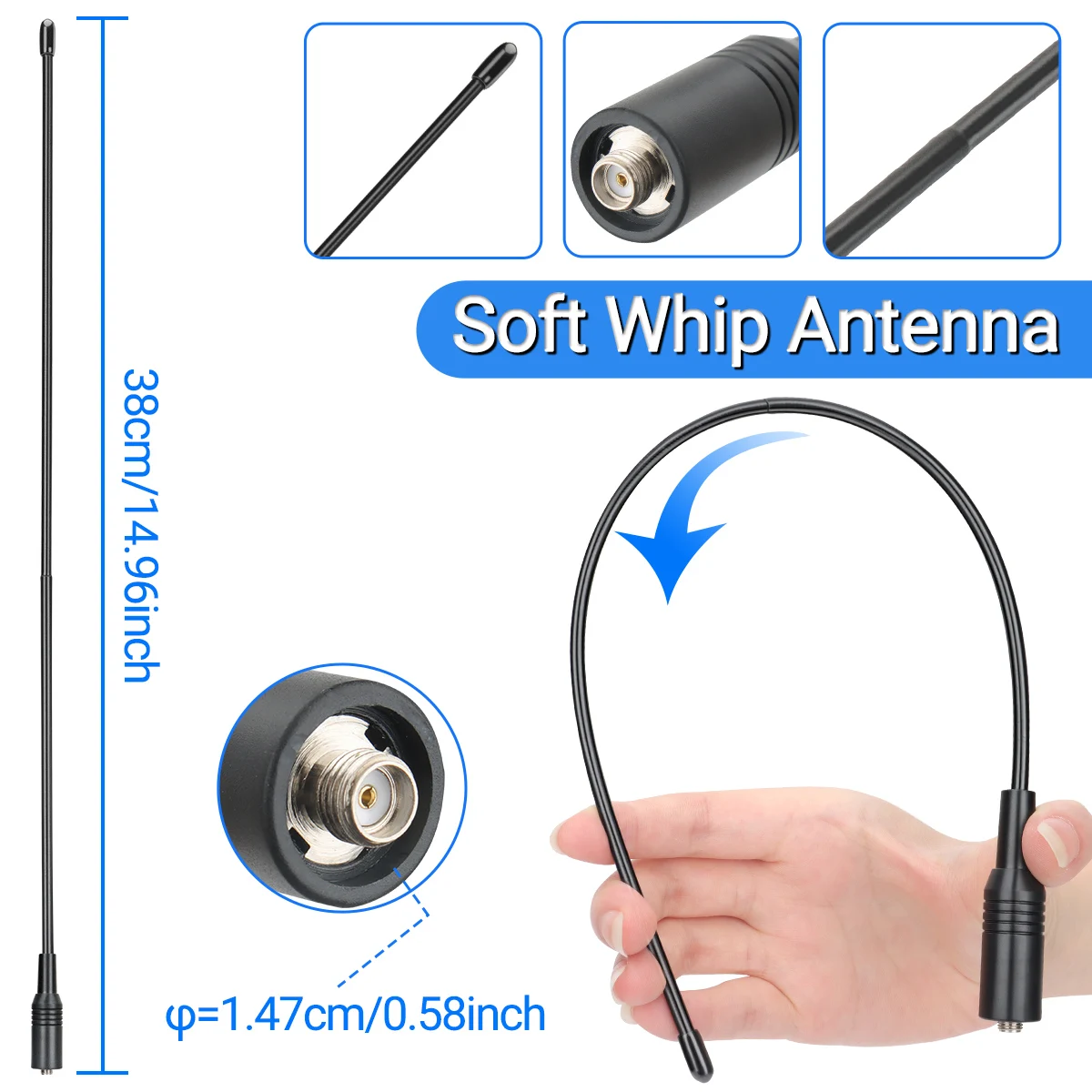 Antena extensible VHF 108-136MHz – Compatible Baofeng Quansheng - imagen 5