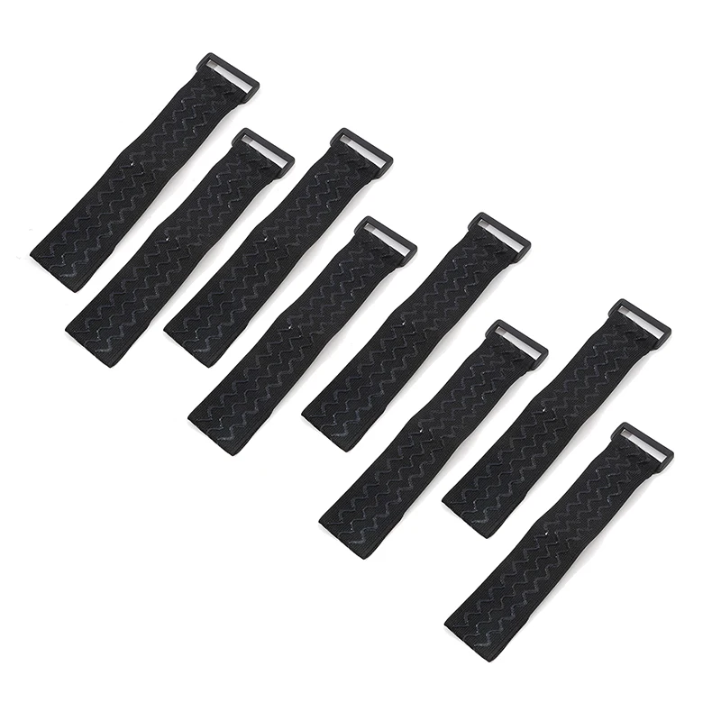 8Pcs Black Heavy Duty Reusable Loop Cinch Straps Adjustable Fastening Securing Cable Straps Elastic Velcro Straps