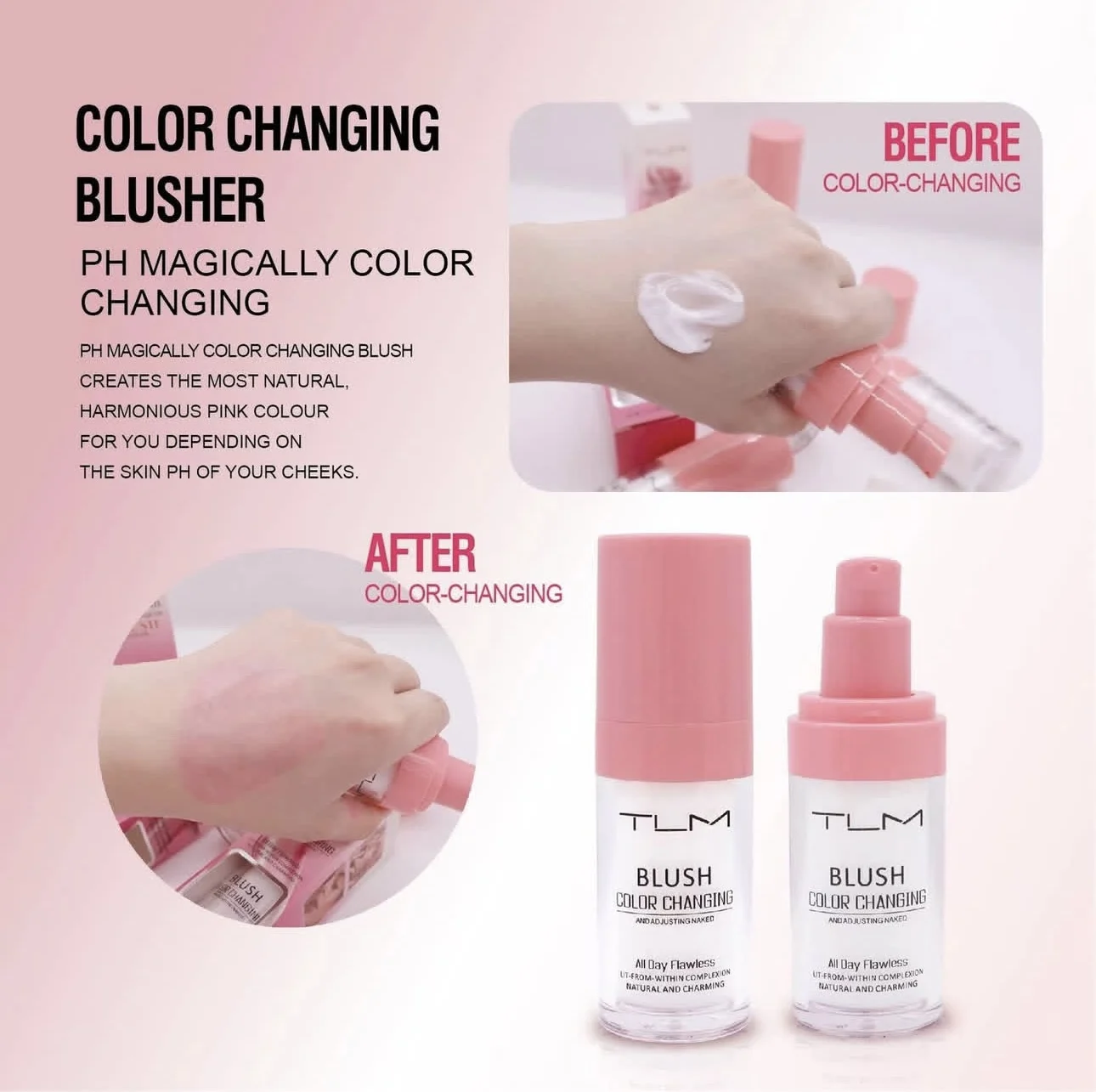TLM Podkład w płynie zmieniający kolor Rozjaśniający Nawilżający Długotrwały Korektor Całodniowy Bezskazowy Markowy Róż do Policzków Makijaż do twarzy