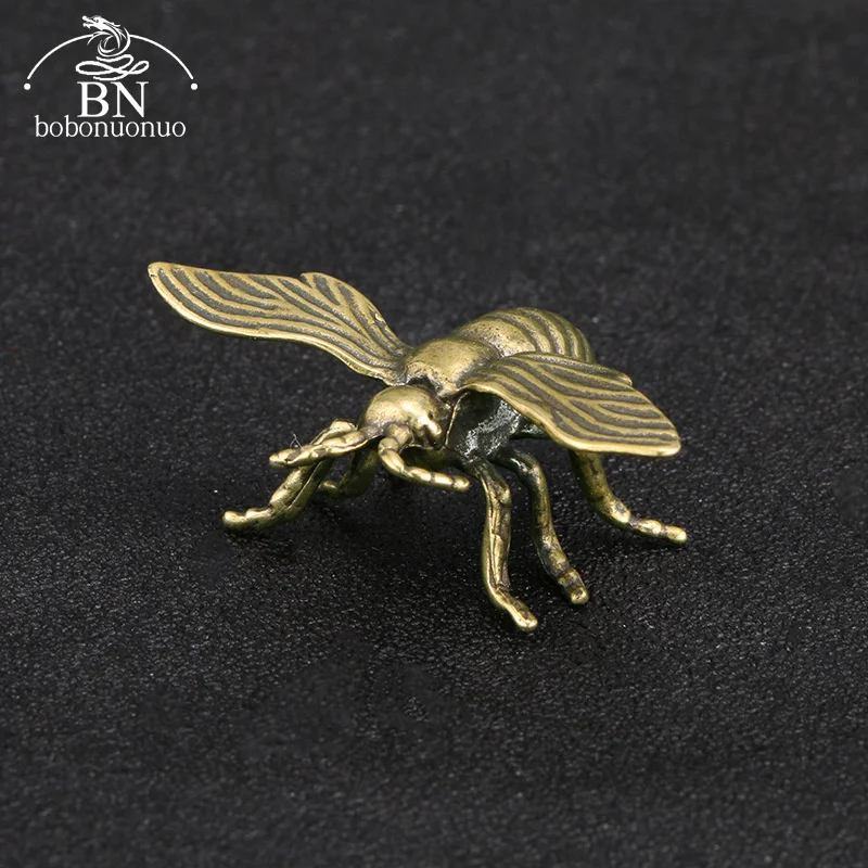 Solid Brass Insect Honeybee Figurines Miniatures Tea Pet Beetle Crafts Collection Desktop Small Ornaments Home Decor Child Gifts